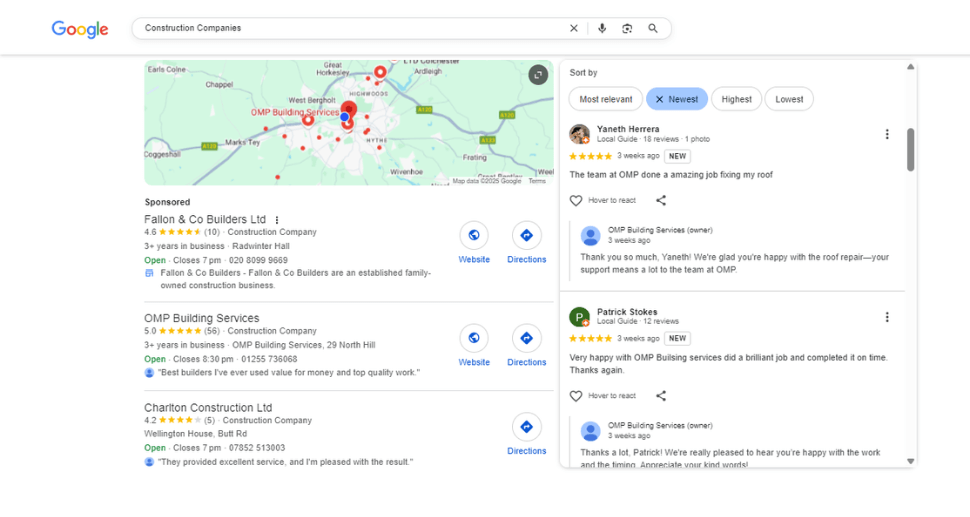 Construction company reviews