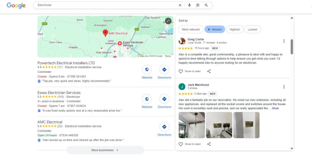 Electrician company reviews
