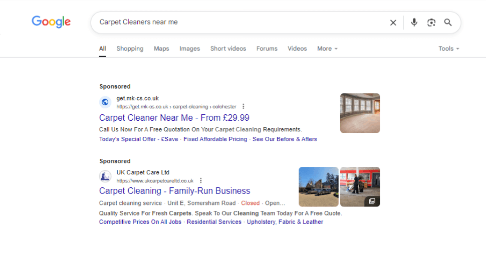 Google Ads for Carpet Cleaners
