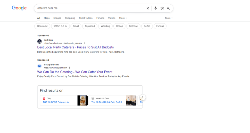 Google Ads for Caterers