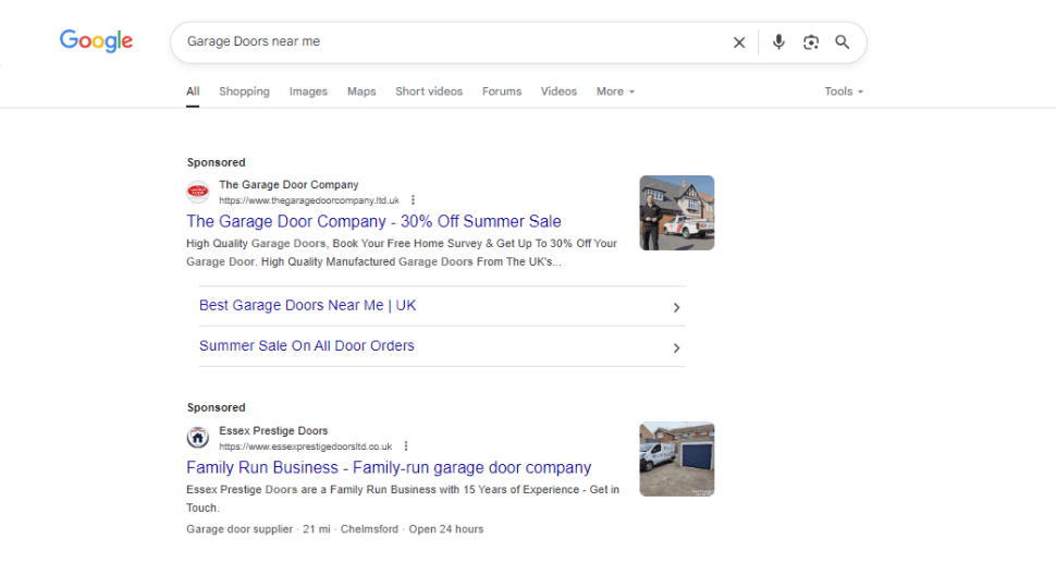 Google Ads for Garage Doors
