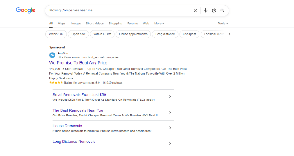 Google Ads for Moving Companies