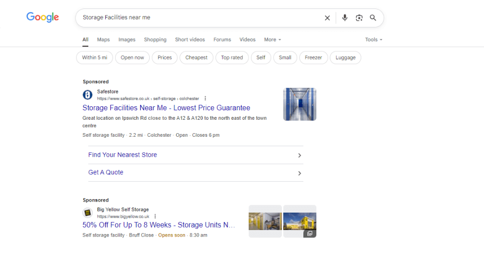 Google Ads for Storage Facilities