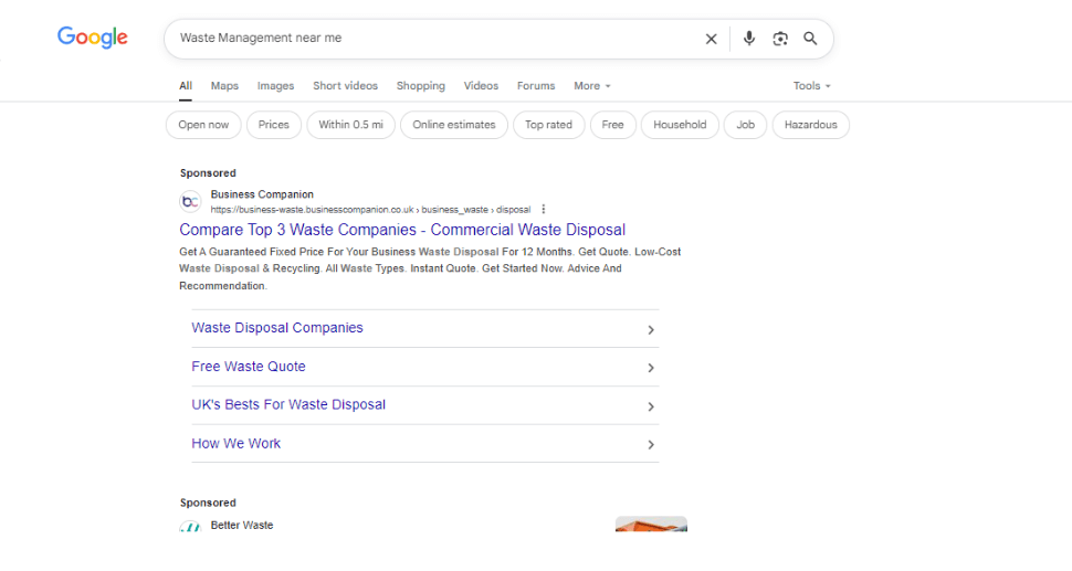 Google Ads for Waste Management