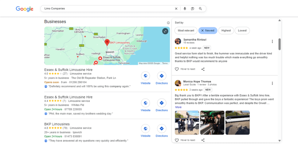 Limo company reviews