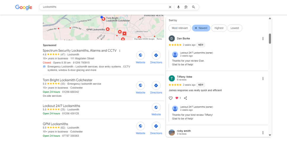 Locksmith company reviews