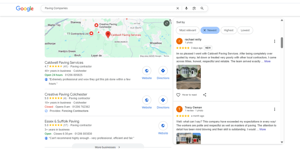 Paving company reviews