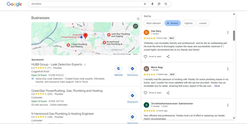 Plumbing company reviews